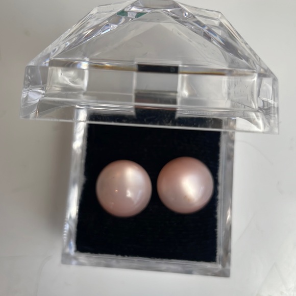 Richelieu clip on earrings pink round silver vintage Valentine’s Day